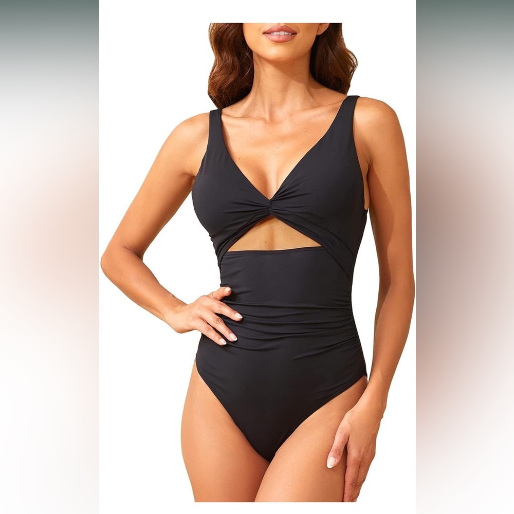 NWT Black one piece bathing suit size medium